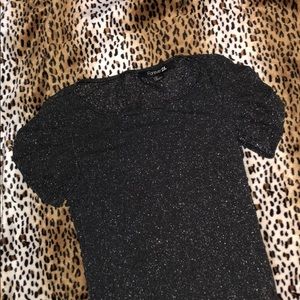 Forever 21 black silver glitter top small lame